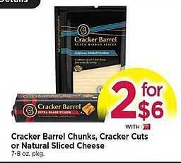Tops Cracker barrel chunks, cracker cuts or natural sliced cheese offer