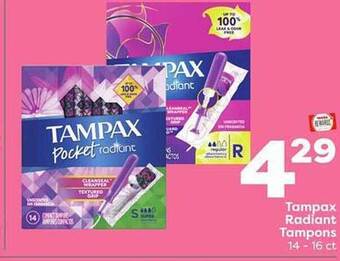 Weis Markets Tampax radiant tampons offer