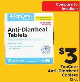 Weis Markets Topcare anti-diarrheal caplets offer