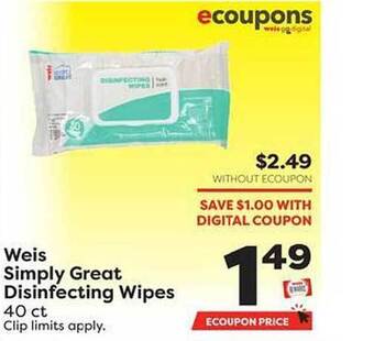 Weis Markets Weis simply great disinfecting wipes offer
