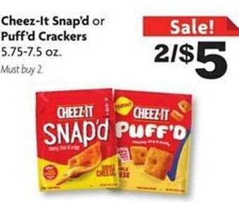 Family Dollar Cheez-it snap'd or puff'd crackers offer