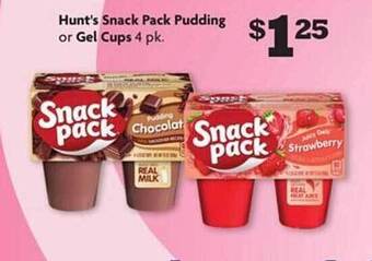 Family Dollar Hunt's snack pack pudding or gel cups offer