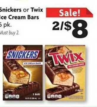 Family Dollar Snickers or twix ice cream bars offer