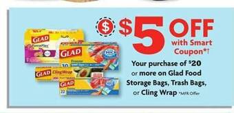 Family Dollar Glad food storage bags, trash bags, or cling wrap offer