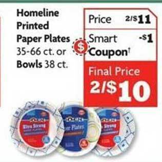 Family Dollar Homeline printed paper plates offer