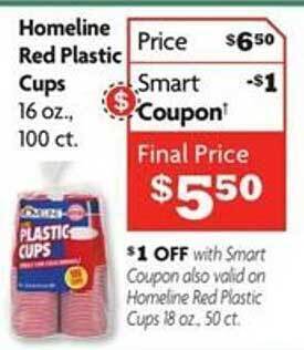 Family Dollar Homeline red plastic cups offer