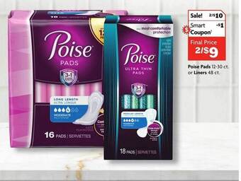 Family Dollar Poise pads or liners offer
