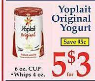Market Basket Yoplait original yogurt offer