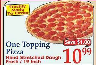 Market Basket One topping pizza offer