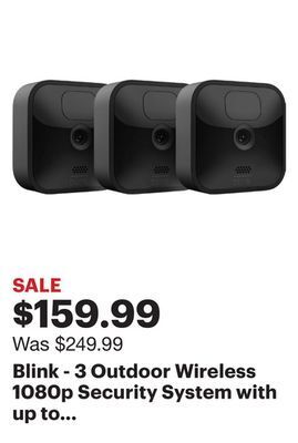 Best Buy Blink - 3 outdoor wireless 1080p security system with up to two-year battery life - black offer