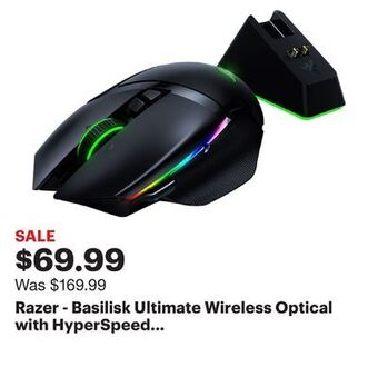 Best Buy Razer - basilisk ultimate wireless optical with hyperspeed technology and charging dock gaming mouse - black offer