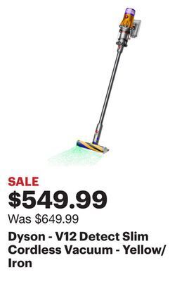 Best Buy Dyson - v12 detect slim cordless vacuum - yellow/iron offer