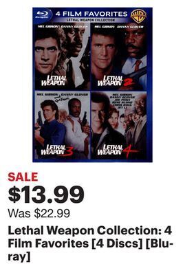 Best Buy Lethal weapon collection: 4 film favorites [4 discs] [blu-ray] offer