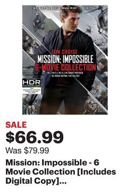 Best Buy Mission: impossible - 6 movie collection [includes digital copy] [4k ultra hd blu-ray/blu-ray] offer