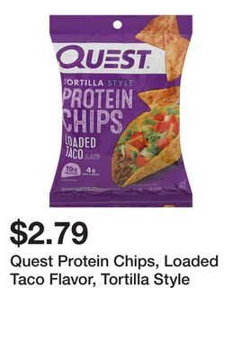 Wegmans Quest protein chips, loaded taco flavor, tortilla style offer