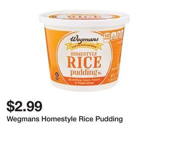 Wegmans Wegmans homestyle rice pudding offer