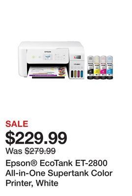 Office Depot Epson® ecotank et-2800 all-in-one supertank color printer, white offer