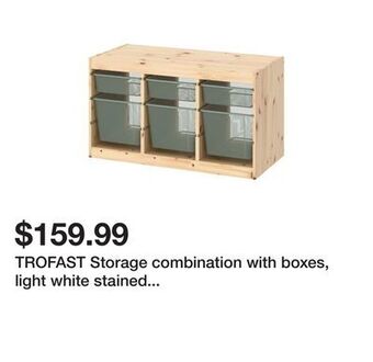 Ikea Trofast storage combination with boxes, light white stained pine/light green-gray, 36 5/8x17 3/8x20 1/2 " offer