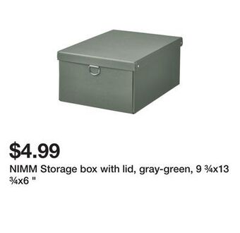 Ikea Nimm storage box with lid, gray-green, 9 ¾x13 ¾x6 " offer