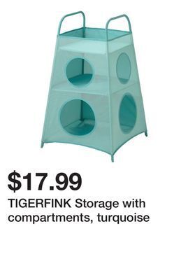 Ikea Tigerfink storage with compartments, turquoise offer