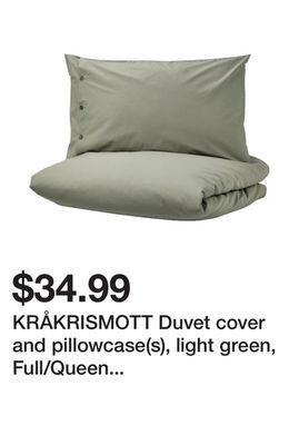 Ikea Kråkrismott duvet cover and pillowcase(s), light green, full/queen (double/queen) offer
