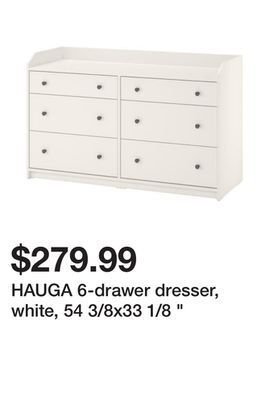 Ikea Hauga 6-drawer dresser, white, 54 3/8x33 1/8 " offer