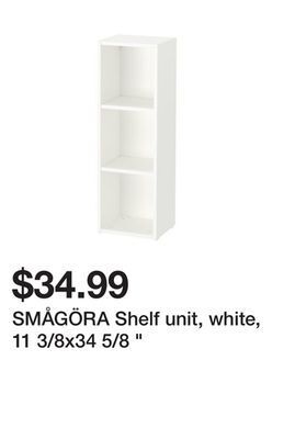 Ikea Smågöra shelf unit, white, 11 3/8x34 5/8 " offer