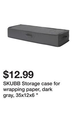 Ikea Skubb storage case for wrapping paper, dark gray, 35x12x6 " offer