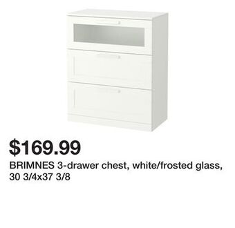 Ikea Brimnes 3-drawer chest, white/frosted glass, 30 3/4x37 3/8 offer
