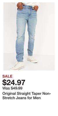 Old Navy Original straight taper non-stretch jeans for men offer
