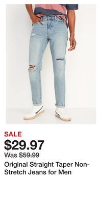Old Navy Original straight taper non-stretch jeans for men offer