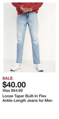 Old Navy Loose taper built-in flex ankle-length jeans for men offer
