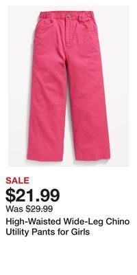 Old Navy High-waisted wide-leg chino utility pants for girls offer