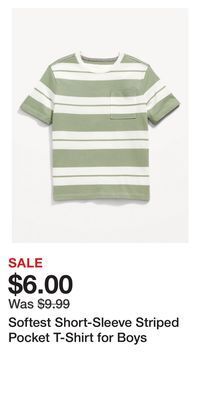 Old Navy Softest short-sleeve striped pocket t-shirt for boys offer