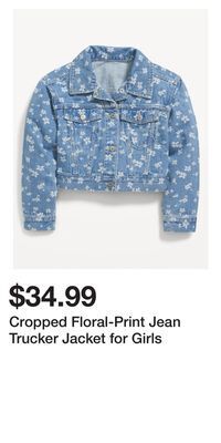 Old Navy Cropped floral-print jean trucker jacket for girls offer