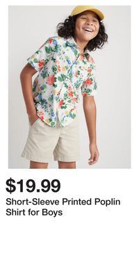 Old Navy Short-sleeve printed poplin shirt for boys offer