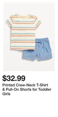 Old Navy Printed crew-neck t-shirt & pull-on shorts for toddler girls offer