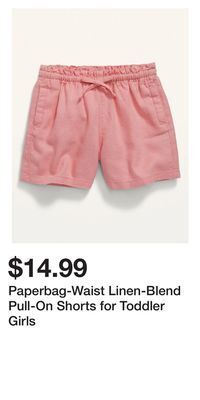 Old Navy Paperbag-waist linen-blend pull-on shorts for toddler girls offer
