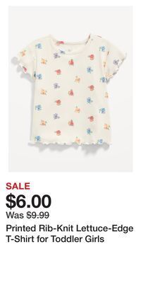 Old Navy Printed rib-knit lettuce-edge t-shirt for toddler girls offer