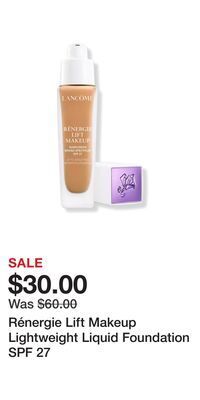 Ulta Beauty Rénergie lift makeup lightweight liquid foundation spf 27 offer