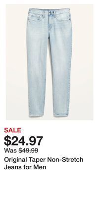 Old Navy Original taper non-stretch jeans for men offer