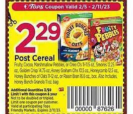 Tops Post cereal offer