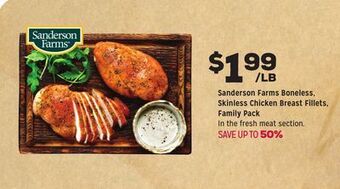 Grocery Outlet Sanderson farms boneless, skinless chicken breast fillets, family pack offer