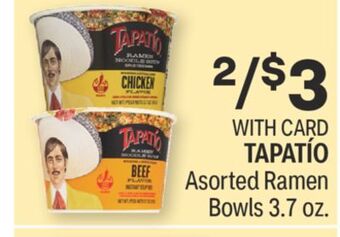 CVS Tapatío asorted ramen bowls 3.7 oz. offer