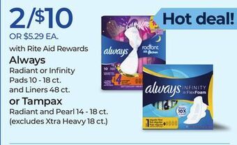 Rite Aid Always or tampax offer
