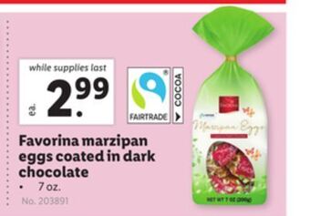 Lidl Favorina marzipan eggs coated in dark chocolate offer