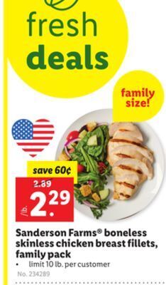 Lidl Sanderson farms® boneless skinless chicken breast fillets, family pack offer