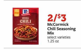 Fareway Mccormick chili seasoning mix offer