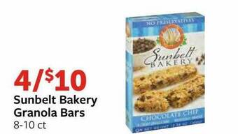 Fareway Sunbelt bakery granola bars offer