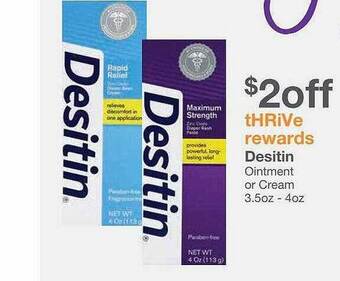 Kinney Drugs Desitin ointment or cream offer